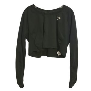 Gymshark | Women's Black Cropped Long Sleeve Workout Top (Size XL)